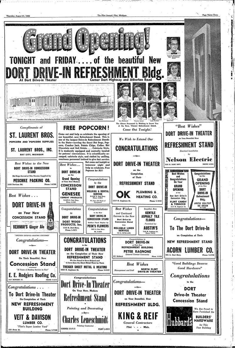 Dort-Eastside Drive-In Theatre - Flint Journal Aug 1952 (newer photo)